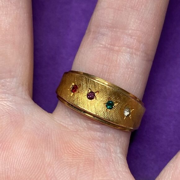 💛 10k Gold Plated Multi Colour Gemstone Ring - Picture 6 of 6